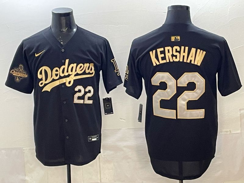 Men Los Angeles Dodgers #22 Kershaw Black Gold Game 2026 Nike MLB Jersey 004->los angeles dodgers->MLB Jersey